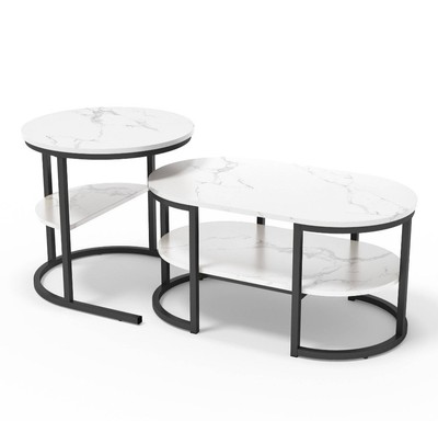 Couchtisch SET Sofatisch Coffeetable Beistelltisch Marmor Modern 