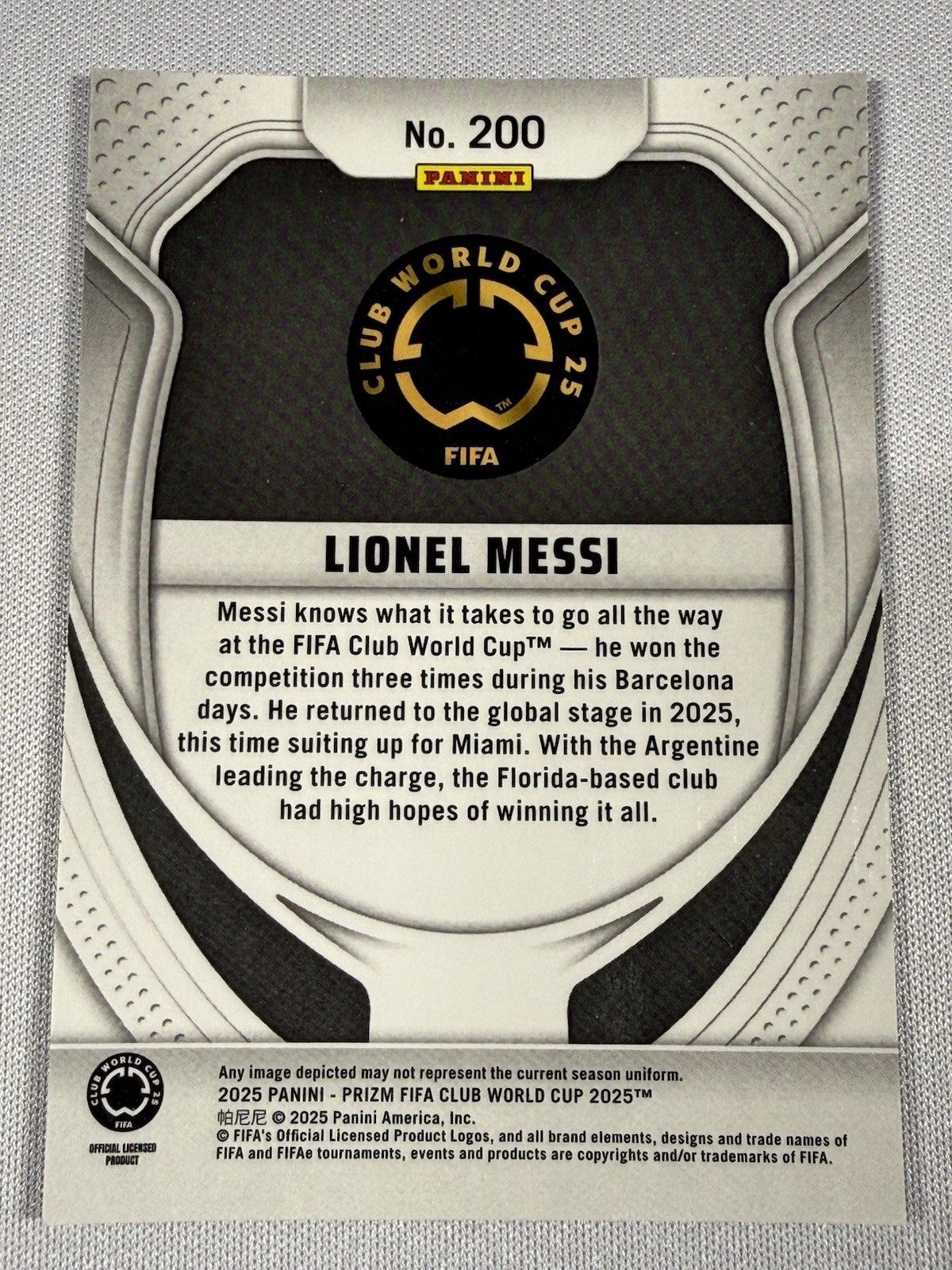 2025 Panini Prizm Fifa Club World Cup - Lionel Messi #200 view 2