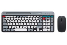 Dual-mode Wireless Bluetooth Keyboard and Mouse Set Punk Style Round Keycaps