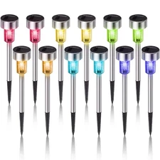 Color Changing Solar Lights Outdoor Auto On/Off for Garden Pathway Yard Patio