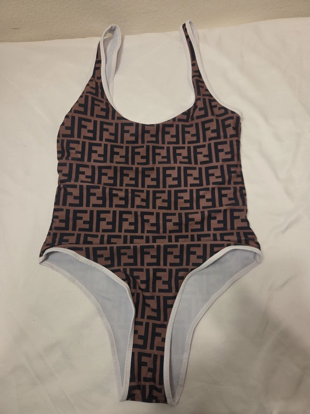 Fendi — Fendi FF Monogram One Piece Swimsuit Brown Black