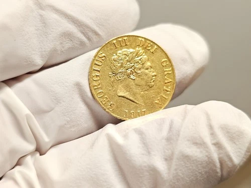 1817 British King George III 1/2 Sovereign Gold Coin Very Rare AU/UNC