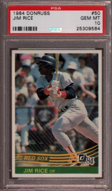 1984 DONRUSS # 50 JIM RICE (HALL OF FAME) BOSTON RED SOX (RARE) PSA 10 GEM-MINT