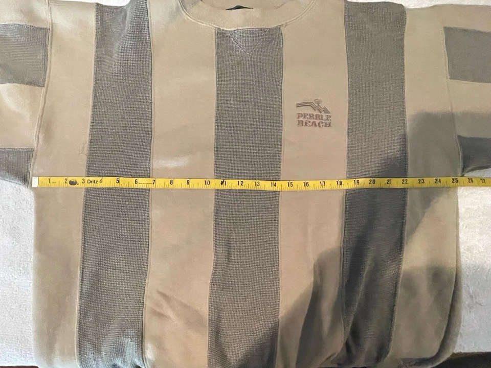 Suéter tejido vintage de playa de guijarros para hombre L beige gris pulóver a rayas Foto 4 de 4