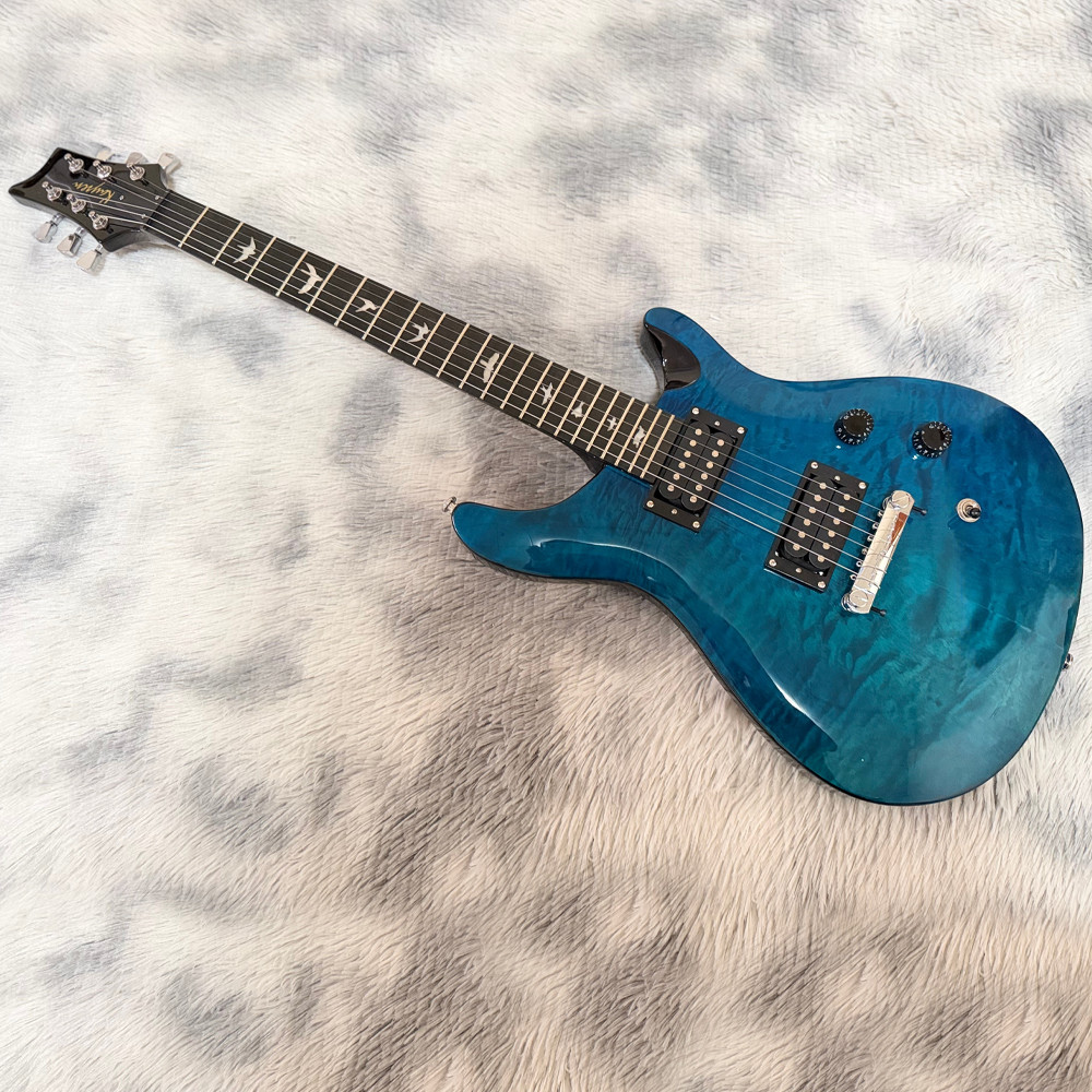 Full Size Amber PRS Electric Guitar HH Pickups Bird Fretboard Inlays