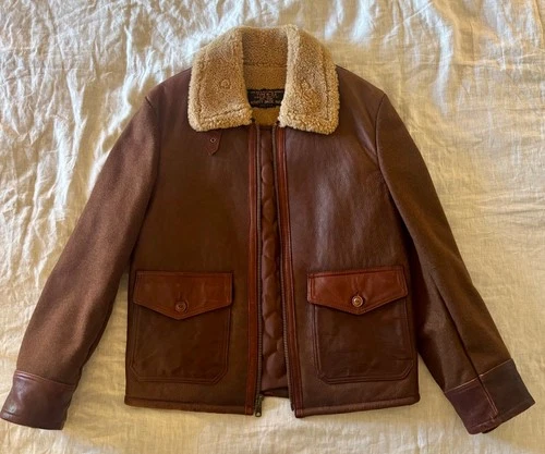 Schott NYC Flying Man's Jacket N-5A, Size M, Lambskin and Sheep's Fur - product listing photo