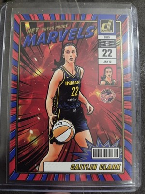 2025 Panini Donruss WNBA - Net Marvels Caitlin Clark #19 Press Proof Blue