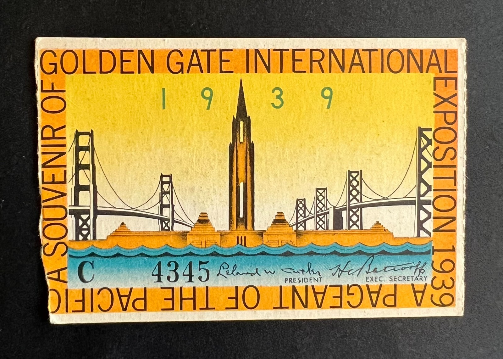 1939 Golden Gate International Exposition San Francisco World's Fair Ticket Stub
