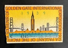 1939 Golden Gate International Exposition San Francisco World's Fair Ticket Stub