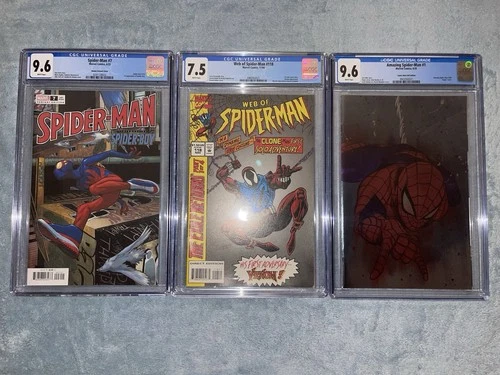 BUNDLE of SPIDER-MAN SLABS: Web of #118 Amazing #1 MOMOKO FOIL & #7 CGC 7.5, 9.6