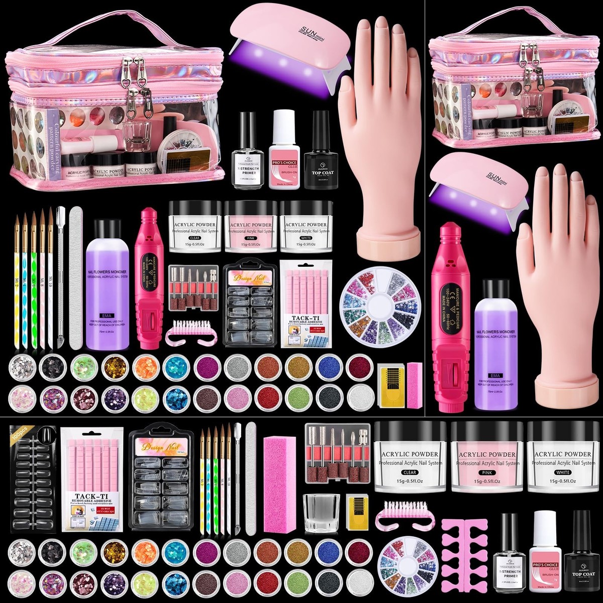 Complete Nail Kit for Beginners - Acrylic Set, UV Lamp, Drill
