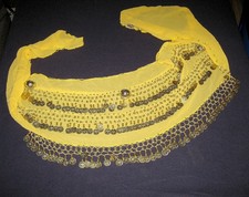 Belly Dance 60" Yellow Coin Belt Hip Scarf Size - Adult