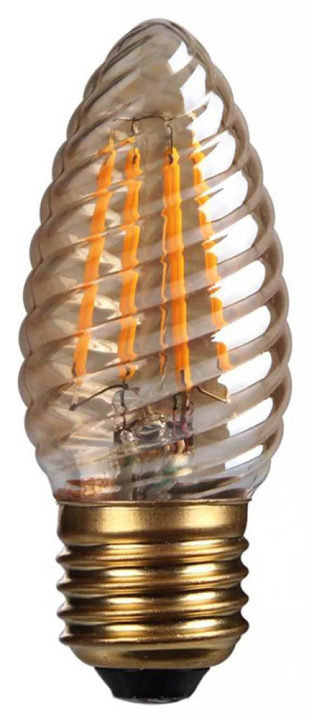 Gold 4w LED Twisted Candle Non Dimmable 2700K E27 300lm =28w Gold/Amber