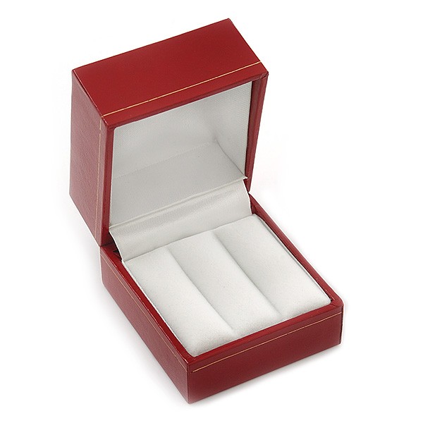 Burgundy Red Leatherette Two Ring Or Stud Earrings Box (The Rings Are Not