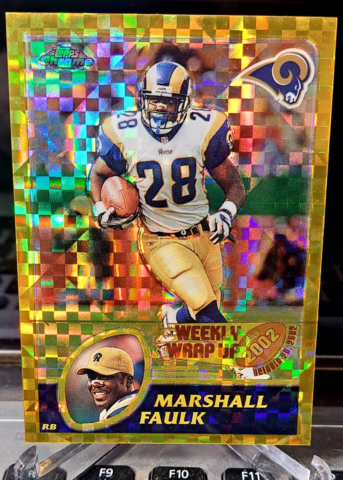 2003 Topps Chrome - Marshall Faulk #152 Gold X-Fractor /101