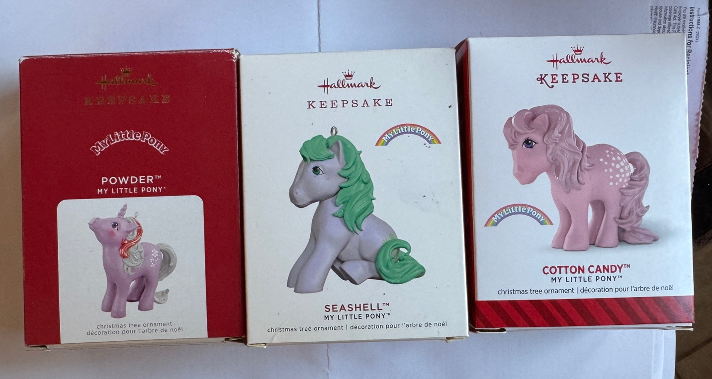 Hallmark Keepsake Ornament Lot My Little Pony Cotton Candy, Powder, Seashell