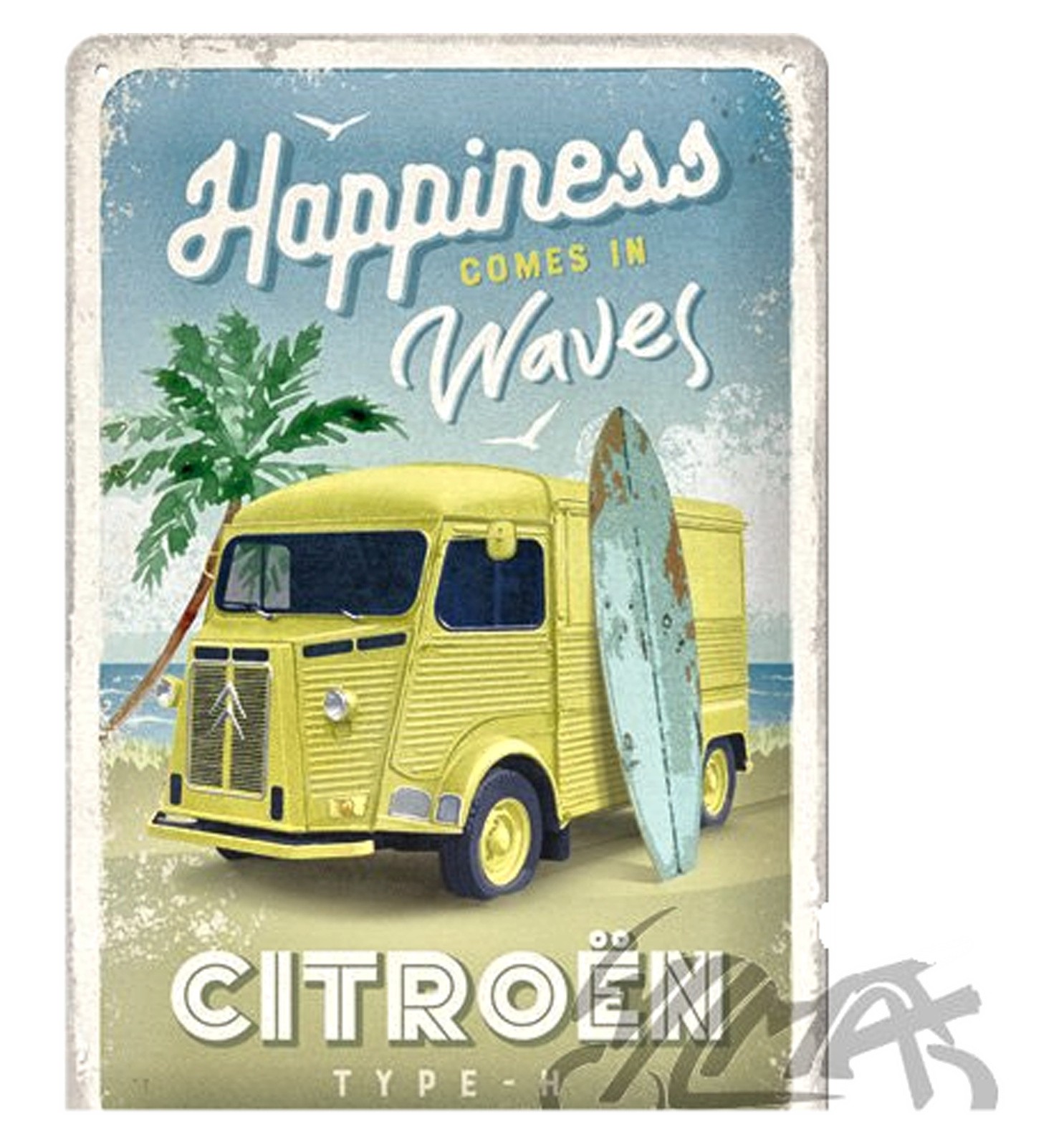 Plaque Citroën Type H en fer publicitaire vintage rétro 20x30cm 22327