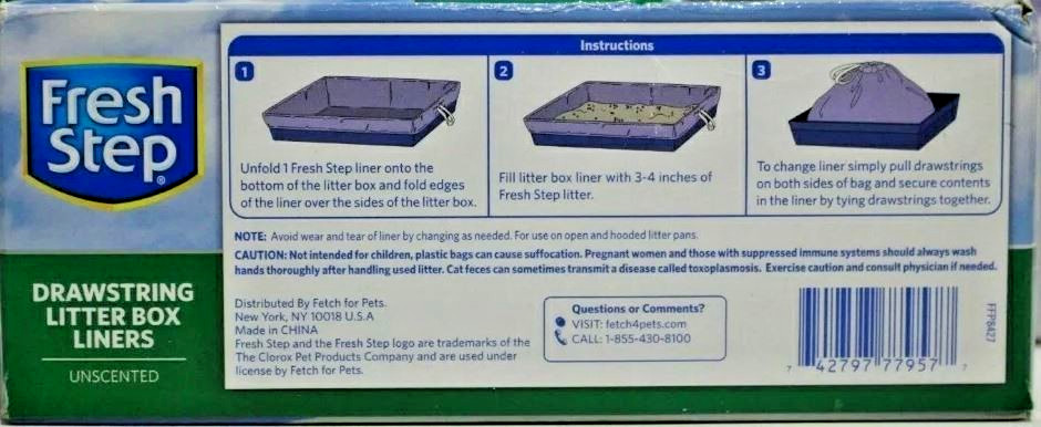 Lot of 4 x Fresh Step Drawstring Litter Box Liners,7/Pkg-Large Unscented