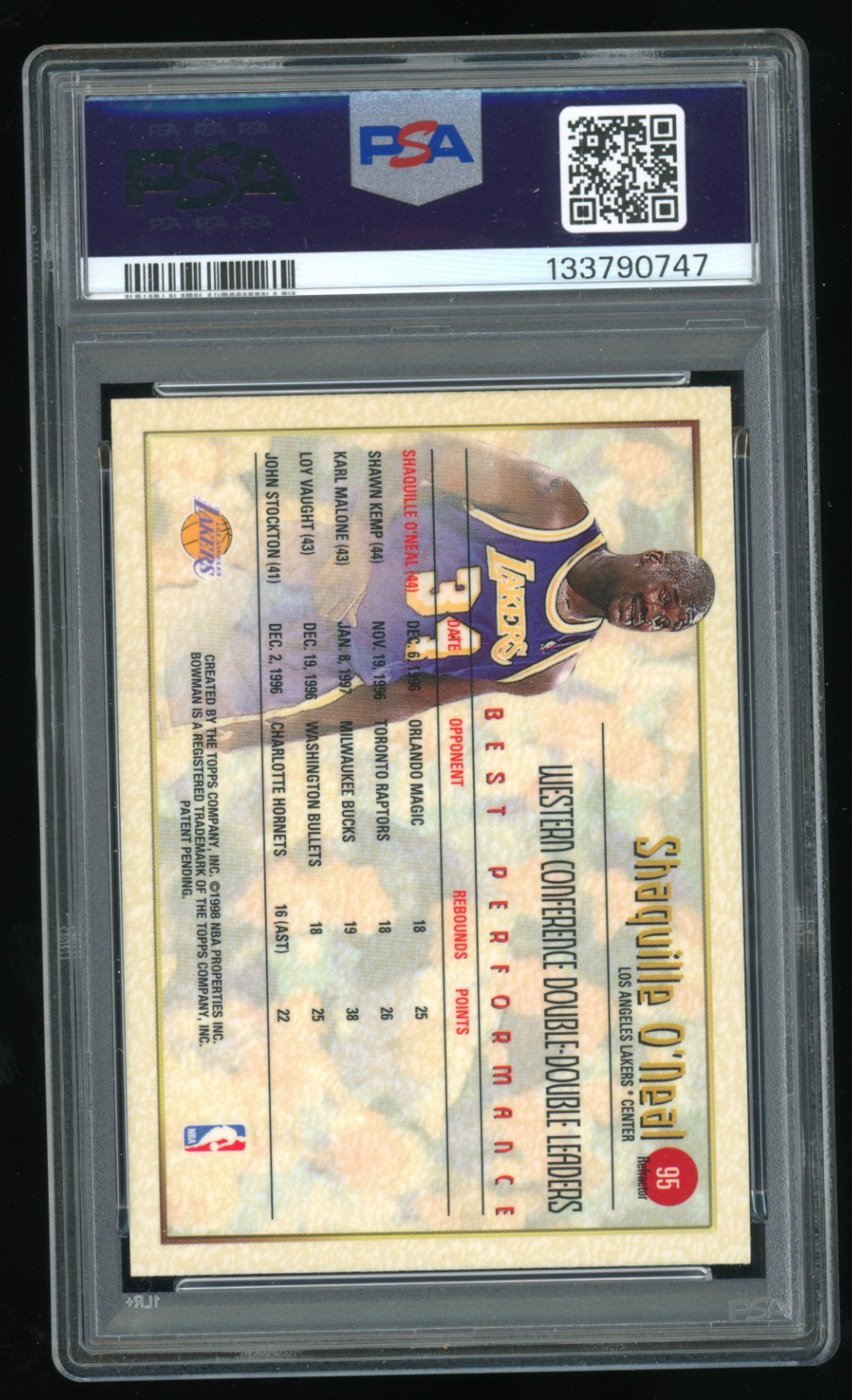 1997-98 Bowman's Best 95 Shaquille O'Neal Refractor PSA 9 Pop 26 view 4