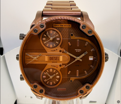 2026 Diesel Mr Daddy 2.0 Oversized Watch DZ7493 Brown Amber