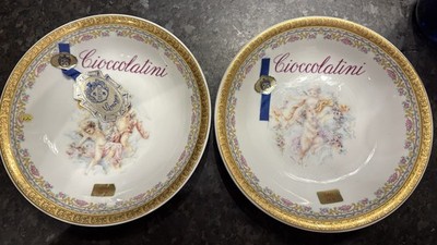 T.Limoges Depos Vintage Cherub Porcelain Gold Trimmed Plate Italy Set of 2 8.5 