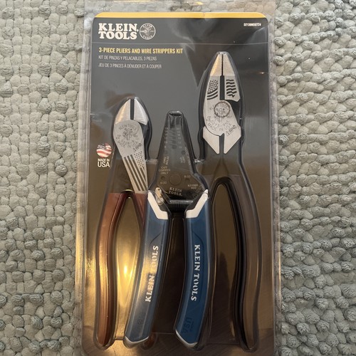 New Klein Tools 3-Piece Pliers & Wire Strippers Kit D2139NEKIT24 Free Shipping!