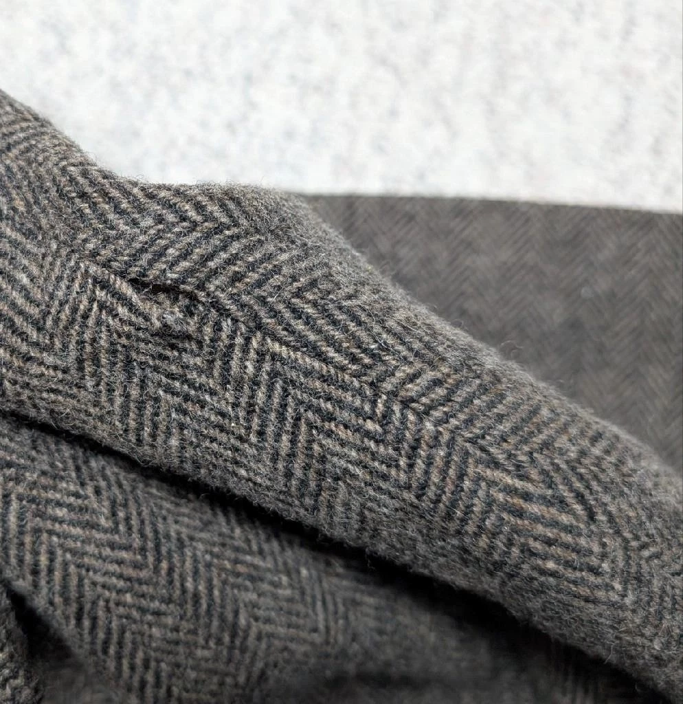 vintage USA made NORDSTROM herringbone TWEED overcoat 44L brown BELTED wool image 17