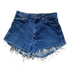 vtg wrangler high rise cut off Jean shorts women Size S 29 Small Blue Denim
