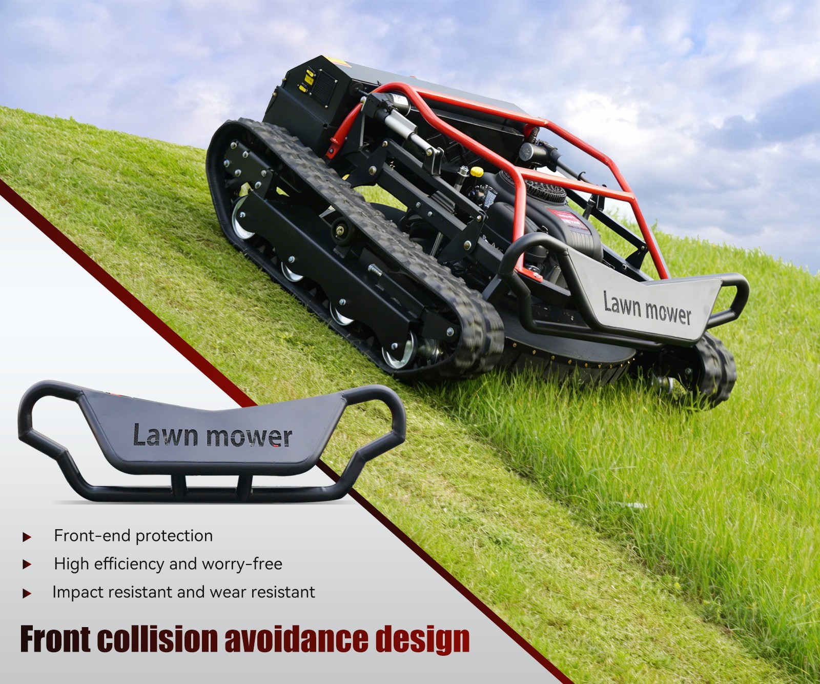 22hp gasoline remote-controlled off-road lawnmower, robot, crashworthy,tracked
