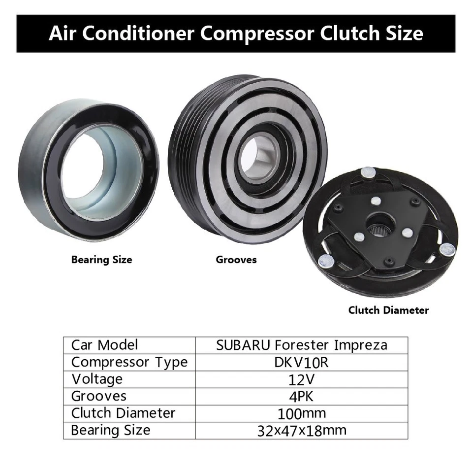 12V A/C Compressor Clutch Kit For 2008-2014 Subaru Impreza WRX STI 2.0L 2.5L - Image 2 of 4