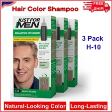 Just For Men Shampoo-in Color, Hair Dye For Men - Sandy Blond, H-10, Pack of 3