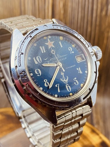 Soviet Military Watch Vostok Komandirskie 2414 Red Star Blue Dail #7313 - Picture 5 of 24
