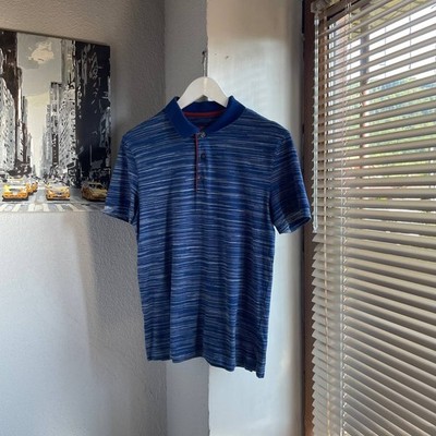 Missoni Short-Sleeved Striped Blue Polo T-Shirt
