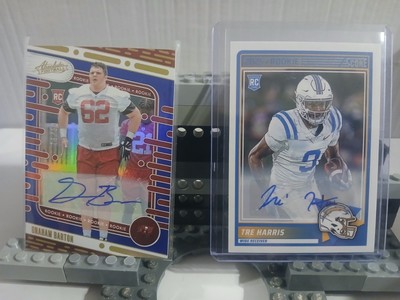 (2) Autos - Graham Barton Absolute -/50 + Tre Harris RC Score Auto - Bucs + LA