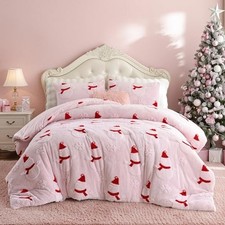 Christmas Queen Comforter Set, Pink 3 Pieces Queen- 90"x90" Pink-snowman