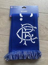 Official Glasgow Rangers FC Royal Blue Scroll Badge Knitted Scarf BNWT