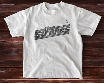 The Strokes Logo Star Vintage Style White Unisex T-Shirt Size S-5XL