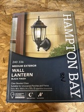 Hampton Bay 14 in. 1-Light Black Hardwired Dusk-to-Dawn Outdoor Wall Lantern 3N