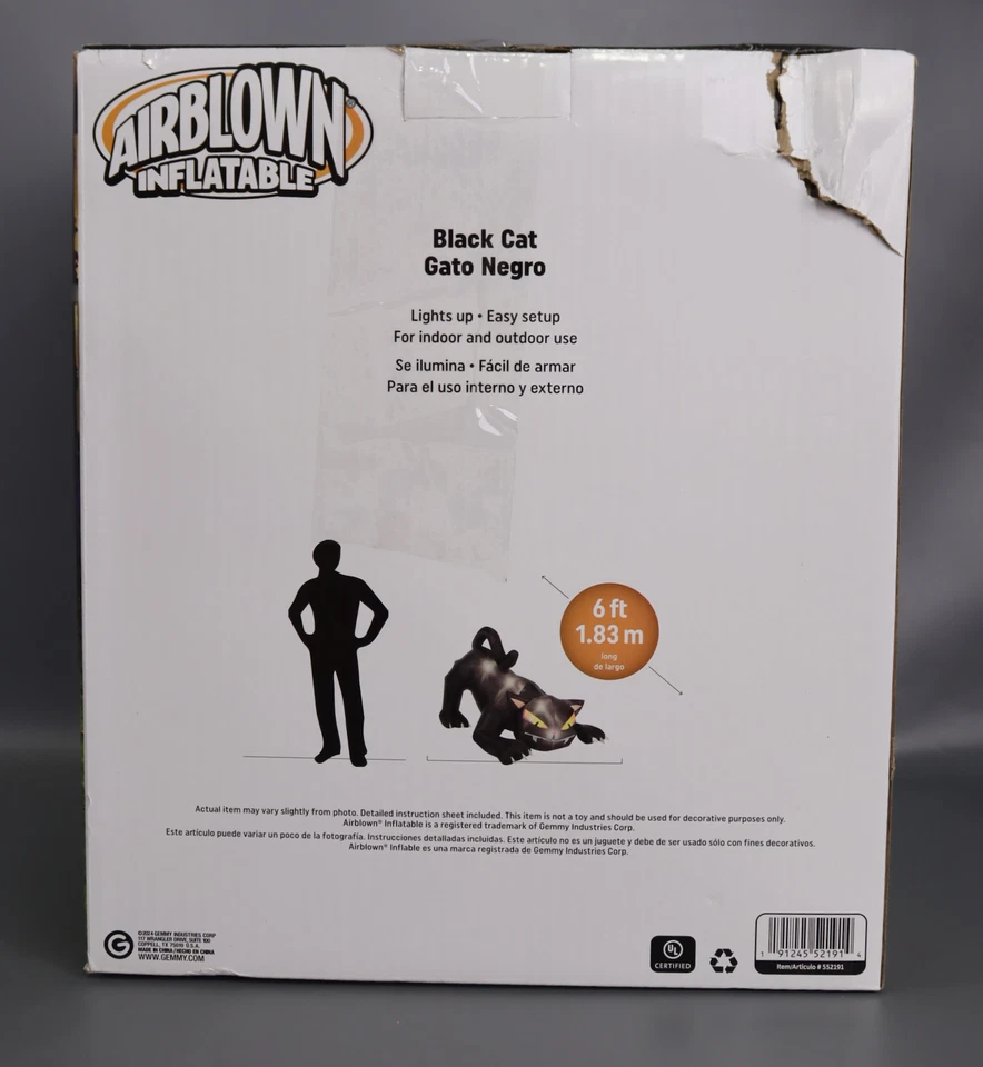 Gemmy 552191 светодиодное украшение для Хэллоуина надувной анимированный кот - количество 1 - Изображение 3 из 4