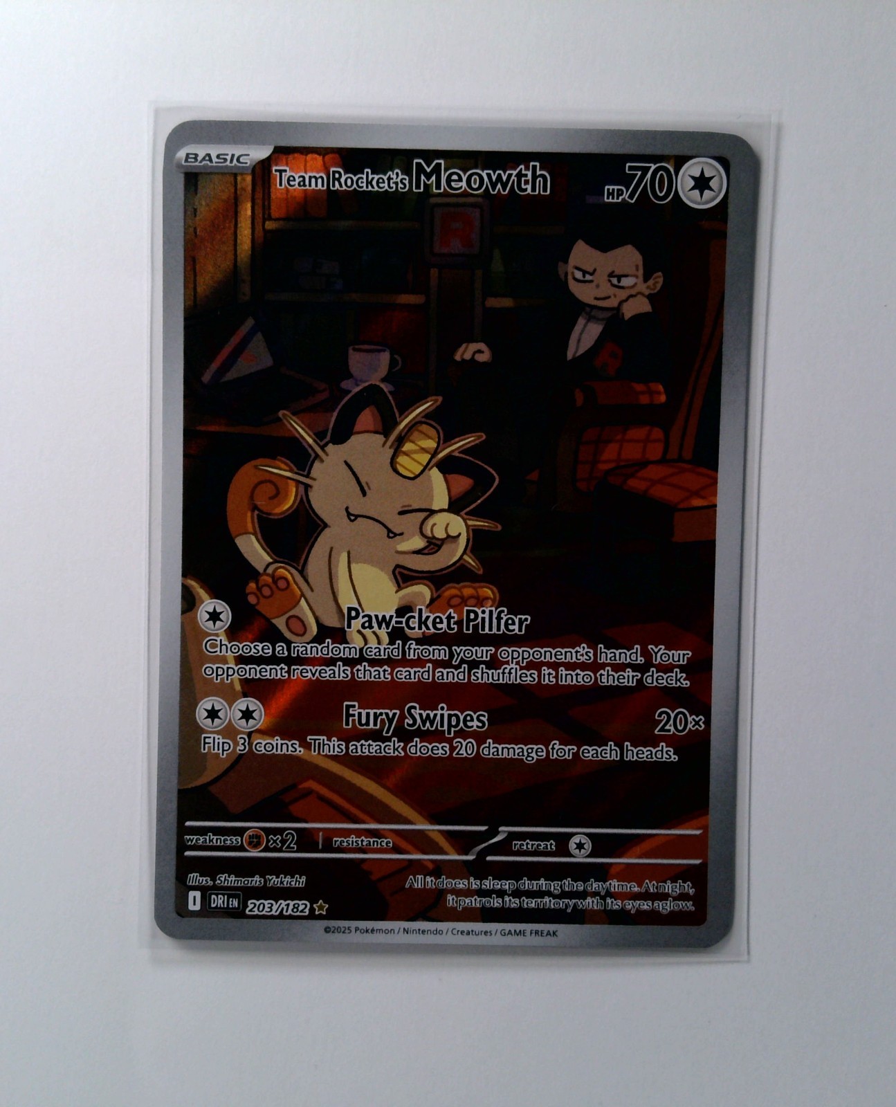 2025 Pokemon DRI EN Destined Rivals Illustration Rare #203 Team Rocket's Meowth