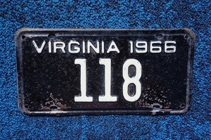 1966 Virginia License Plate Low # 118