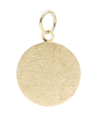 14KT Yellow Gold High Shine 0.8" Round Saint Christopher Protect US Pendant 1.0g - Picture 7 of 14