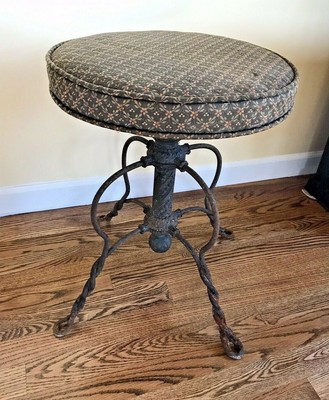Vintage Tonk Chicago New York Cast Iron Piano Stool Adjustable