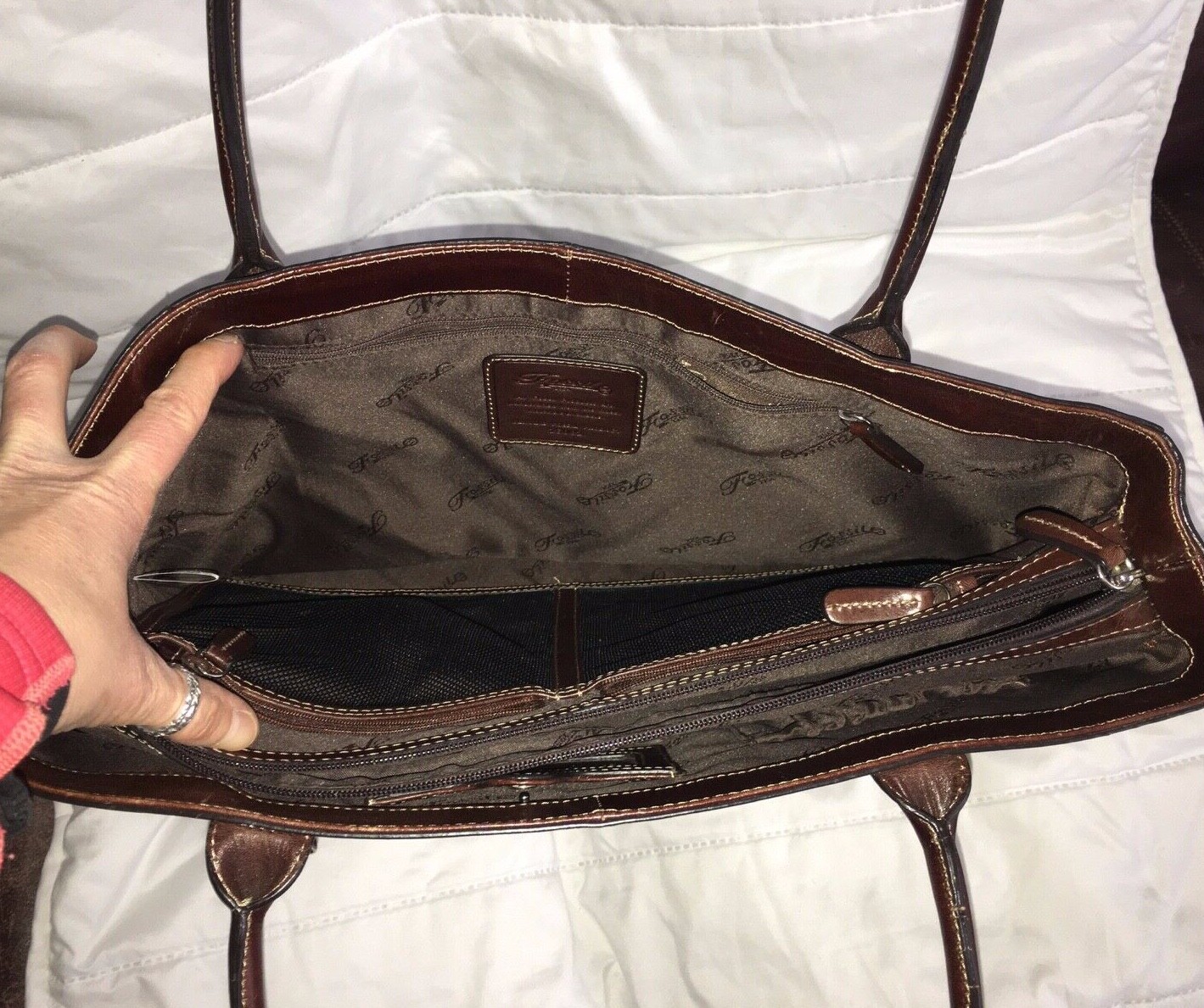 FOSSIL Vintage Dark Brown Leather Large Laptop Busine… Gem