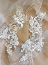Spitzenapplikation Hochzeit Kleid Spitze Pailletten Brautkleid Abendkleid ivory