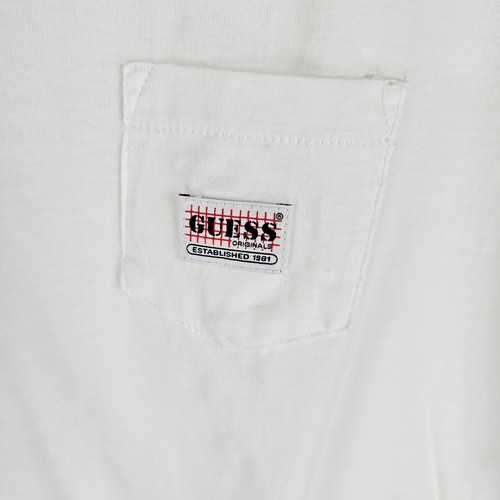 Guess Originals Top Womens Size XL White Cropped Short Sleeve Pocket Logo Tee - Picture 3 of 7