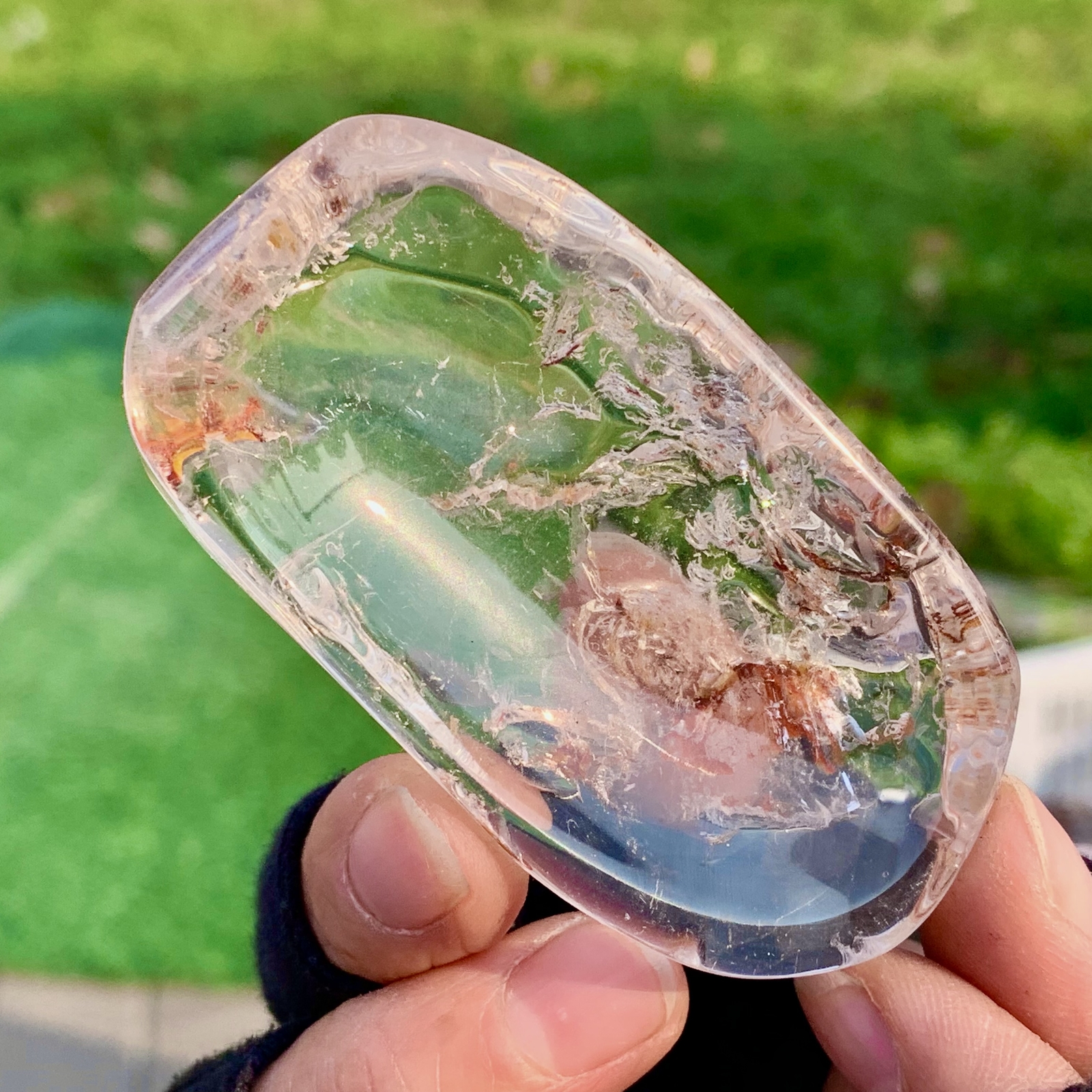 59G  Natural red fire quartz ashtray Reiki quartz crystal Decor Healing