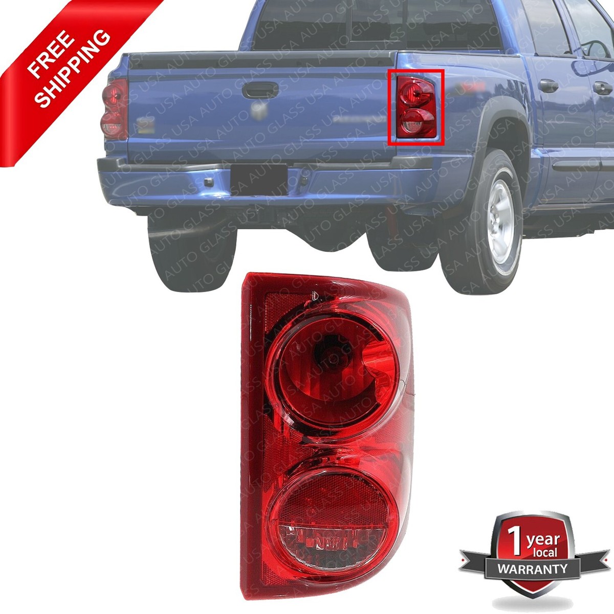 Passenger Side Tail Light For 2005-2011 Dodge Dakota - JP Autowholesale JP-A02323 - With Bulbs - DOT/SAE