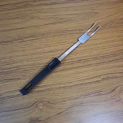 Vintage Foley Meat Serving Fork Black Handle 11" Chrome MCM