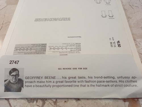 VOGUE 2747 Geoffrey Beene VTG 80s Sew Pattern UNCUT Dress Loose Boat Tucks 14 - Picture 6 of 10